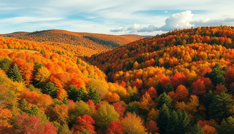 Autumn forest landscape with colorful foliage, choice travel destination.