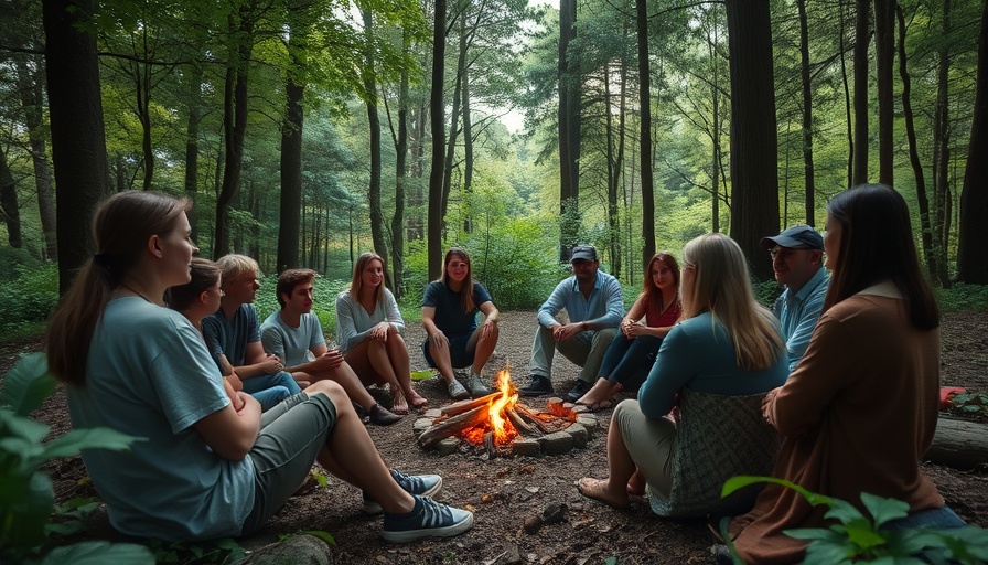 Group discussion in a forest setting, role of farms in modern life.