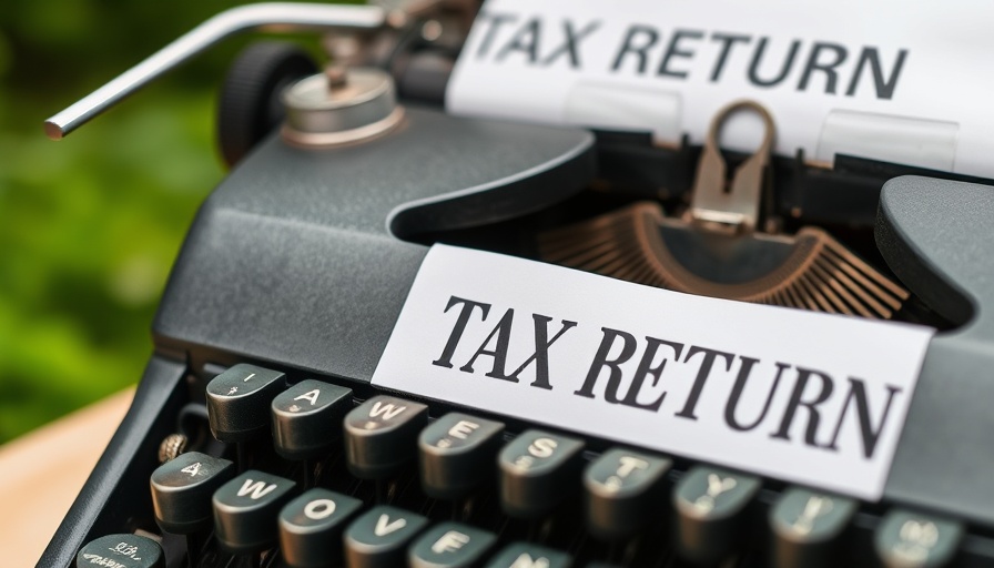 Typewriter showing 'TAX RETURN'; related to U.S. tax obligations for expats.