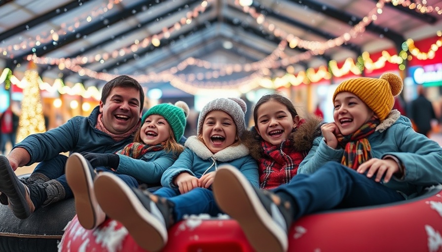 Winter Fest OC Southern California: Families enjoying snow tubing indoors