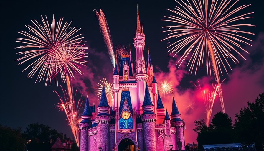 Majestic castle with fireworks, symbolizing a family adventure.