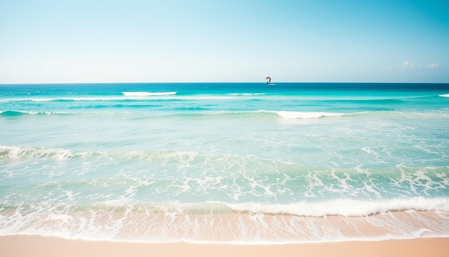 Oceanfront villas island life experience with clear blue ocean and kite surfer.