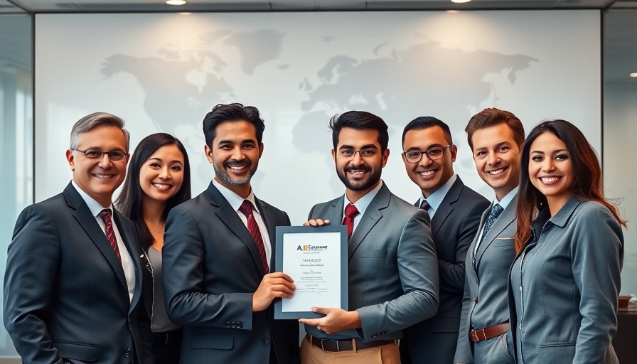 Diverse airline team celebrating award, Five-Star Global Airline.