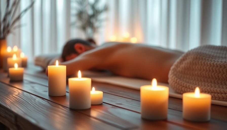 Tranquil spa setting with candles, person enjoying massage.