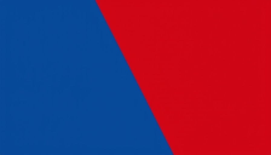 Abstract blue and red color blocks, minimalistic design