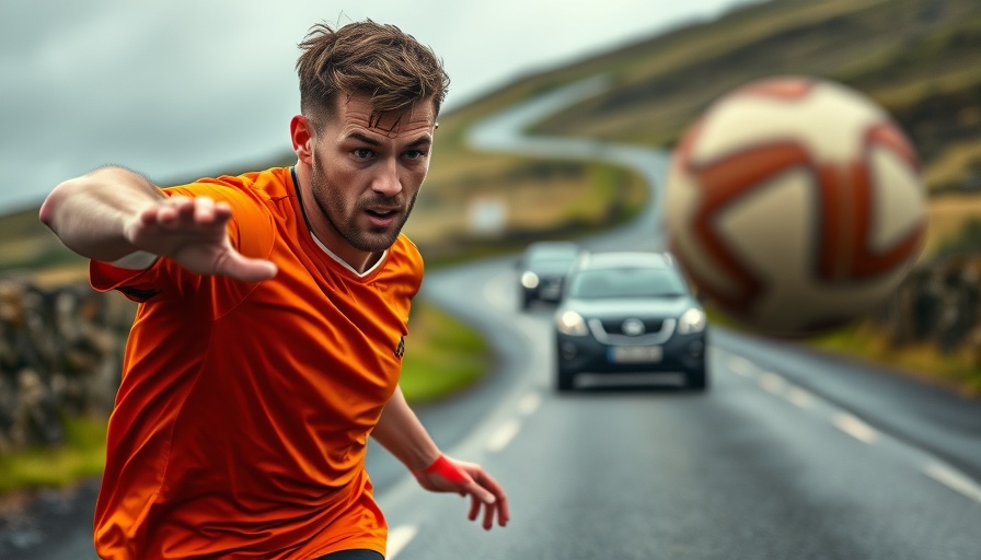 Road bowling in Ireland: Athlete throwing ball on rural road.
