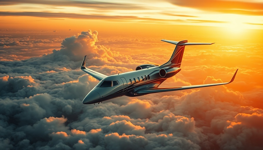 Majestic private jet cruising at sunset creating a luxury travel experience.