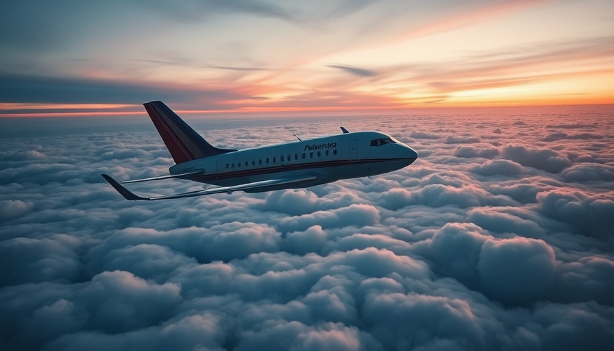Passenger airplane flying above clouds at sunset, highlighting ancillary combos in airline travel.