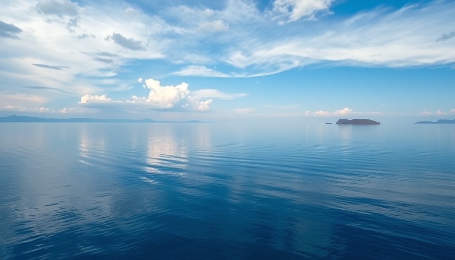 Serene coastal scene with islands and calm water reflecting the sky, representing quiet sound.