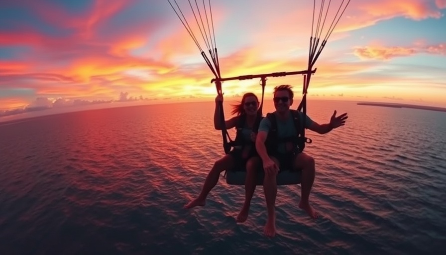 Parasailing adventure at sunset highlighting travel safety.