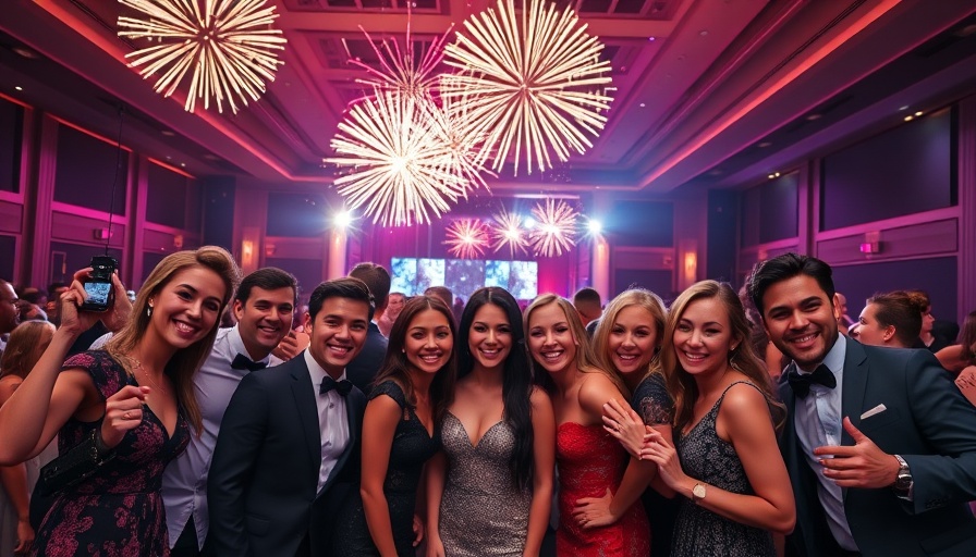 Celebration at an event in Latin America with a fireworks backdrop.