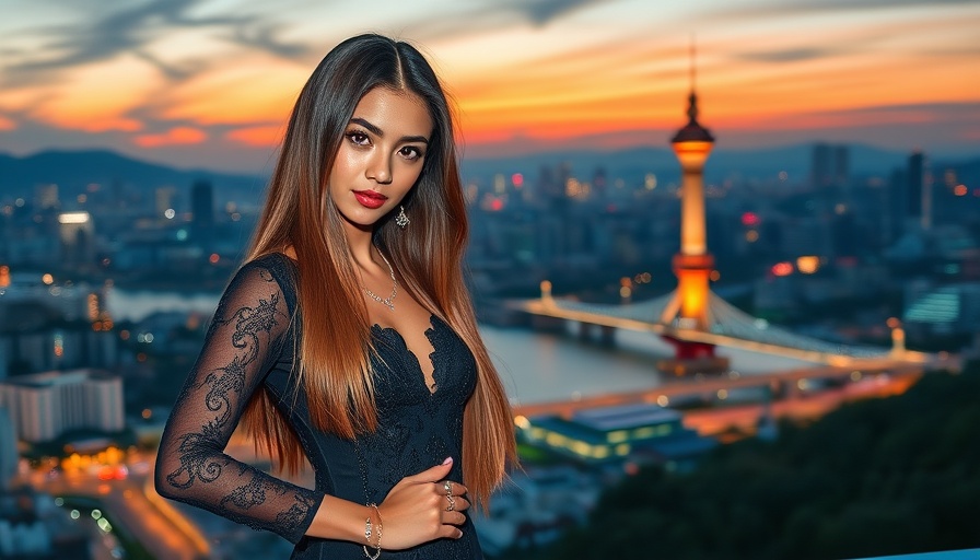 Seoul tourism campaign image featuring stylish woman with cityscape.