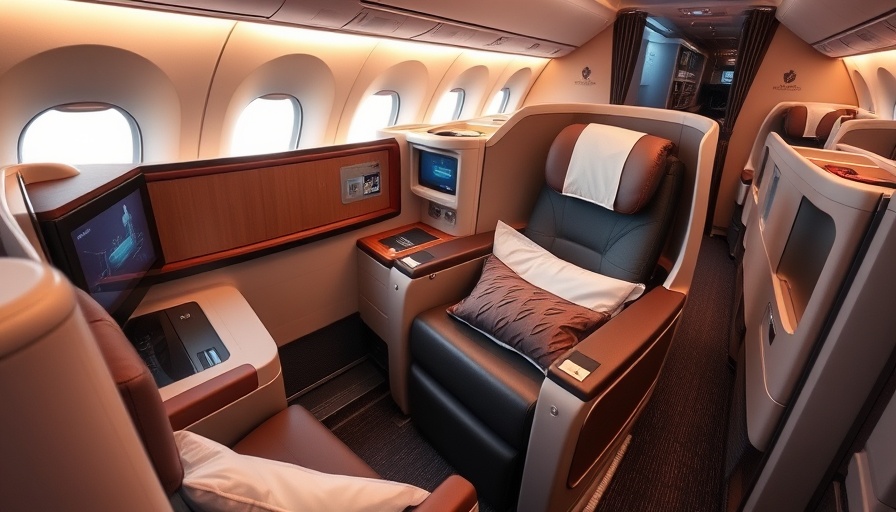 Business class airplane seat emphasizing luxury travel on a budget.