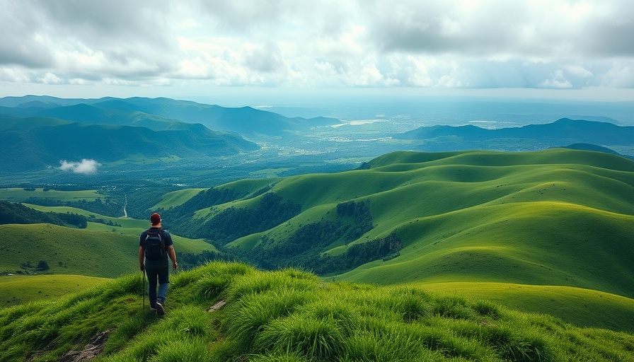 Hiker enjoying Madeira's scenic hills and vast landscape views.