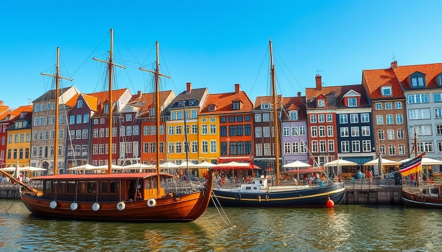 Vibrant riverside scene in Portugal with colorful buildings and boats.