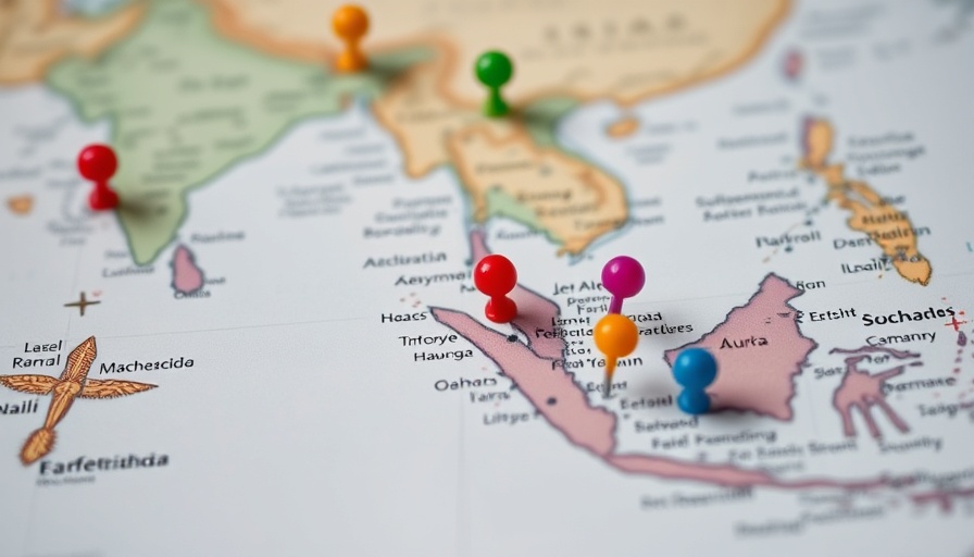 Map with pins highlighting travel planning for budget travel.