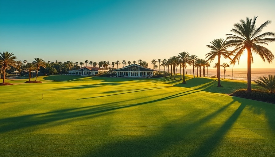 Expansive Saudi Arabia golf course with palm trees and clubhouse