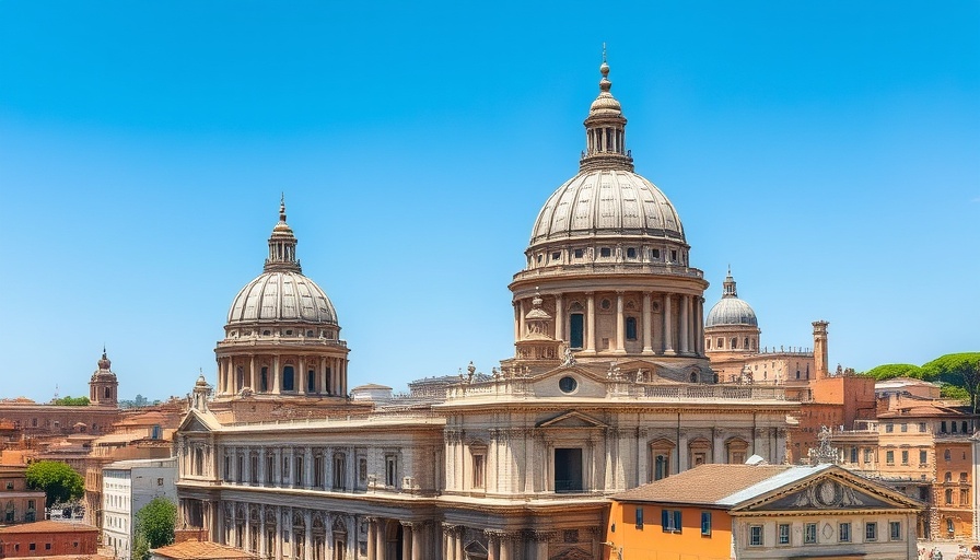 Historic Rome architecture with domes under a blue sky, symbolizing investment commitments for Italy travel.