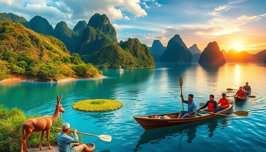 Collage depicting Thailand's sustainable tourism activities and landscapes.