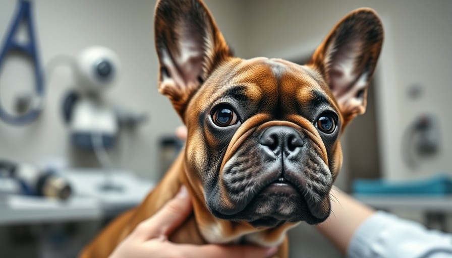 Veterinarian examining a French Bulldog for bladder stones in dogs