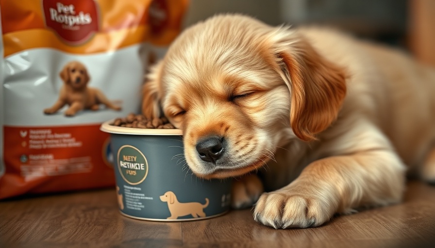 Golden retriever puppy with dog food - Puppy Adoption Guide
