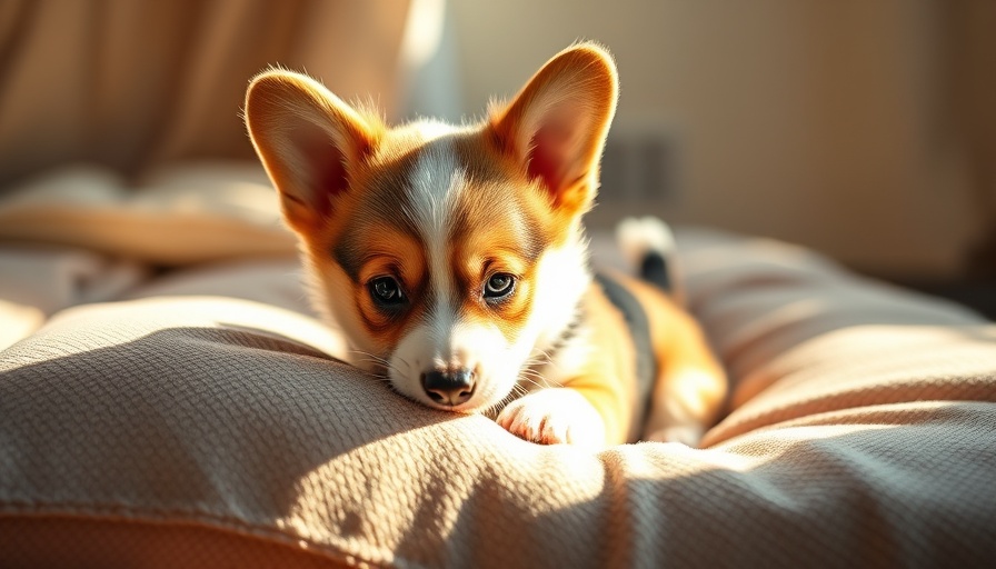 Playful corgi puppy chewing a pillow, exploring with baby teeth.
