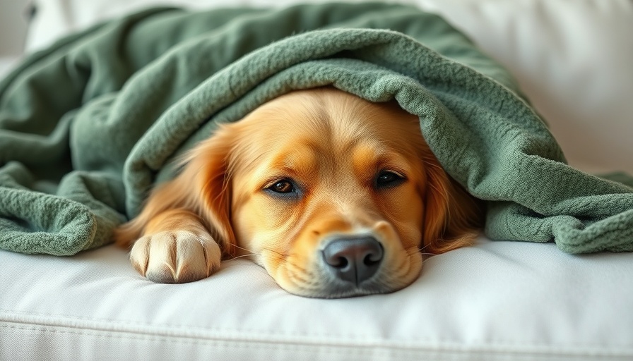 Golden retriever under a green blanket, related to sepsis in dogs.