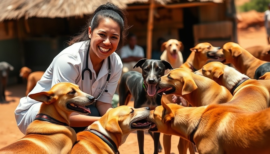 Animal Smile Africa veterinarian caring for dogs outdoors.