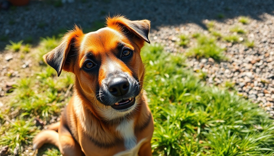 Friendly dog exploring yard for safety
