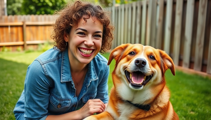 Joyful Velcro Dog Experience in a green backyard with woman.