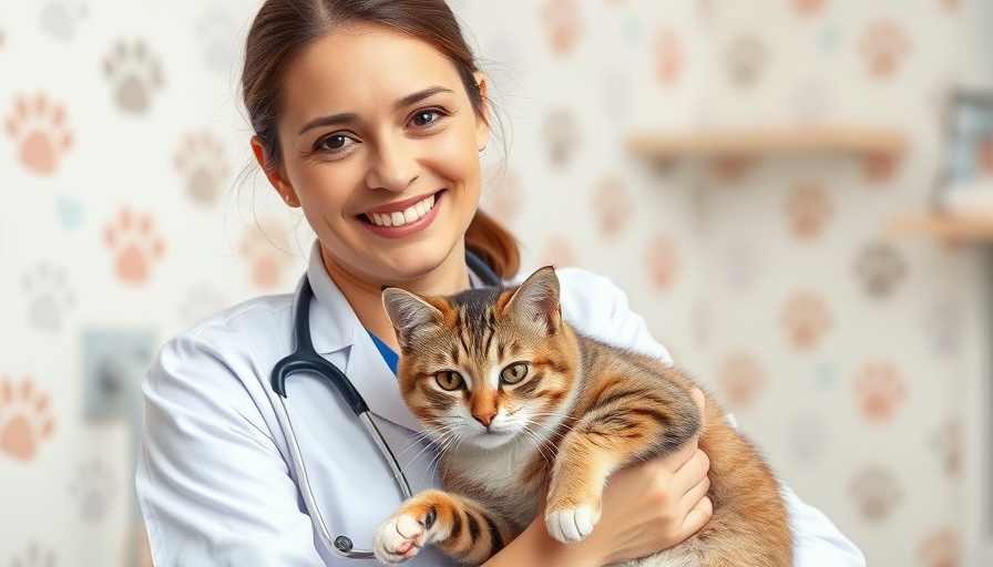 Veterinarian with cat, boosting confidence in anxious rescue cats.
