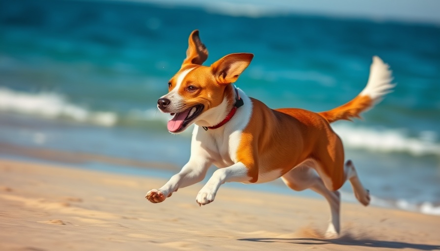 Energetic dog running on beach, new dog breeds.