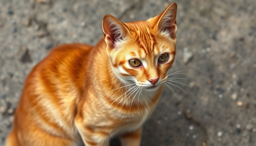 Orange tabby cat, a symptom of feline hyperthyroidism, looking alert.