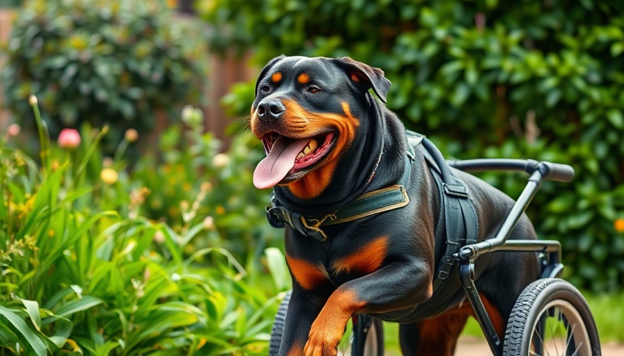 Rottweiler using wheelchair in garden - Causes of Sudden Hind Leg Weakness in Dogs