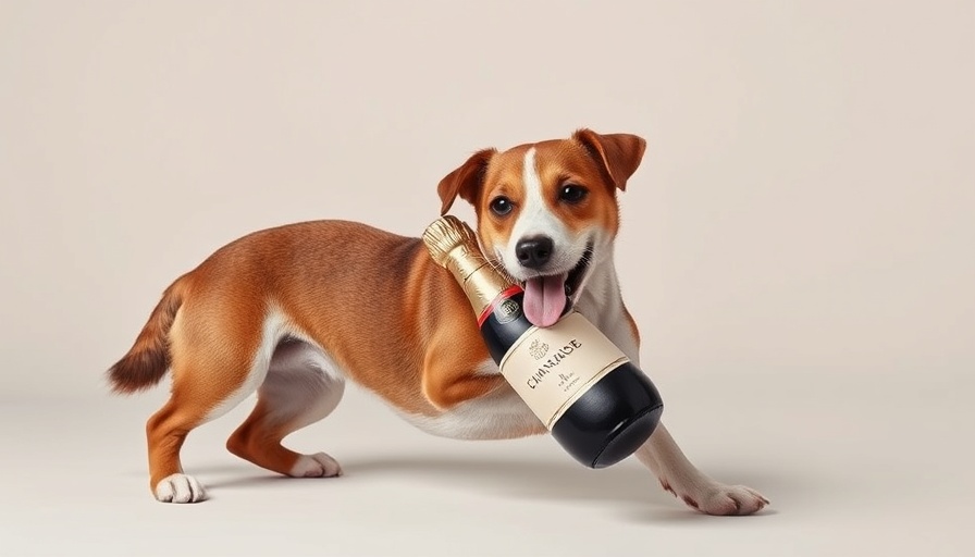 Pet-friendly New Year's celebrations with dog and toy.