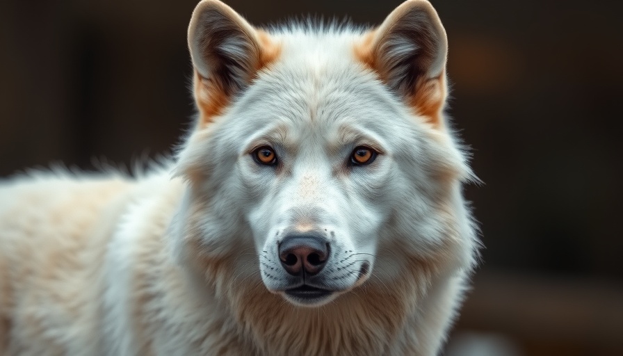 Close-up of majestic white wolf with intense gaze, lifelike.