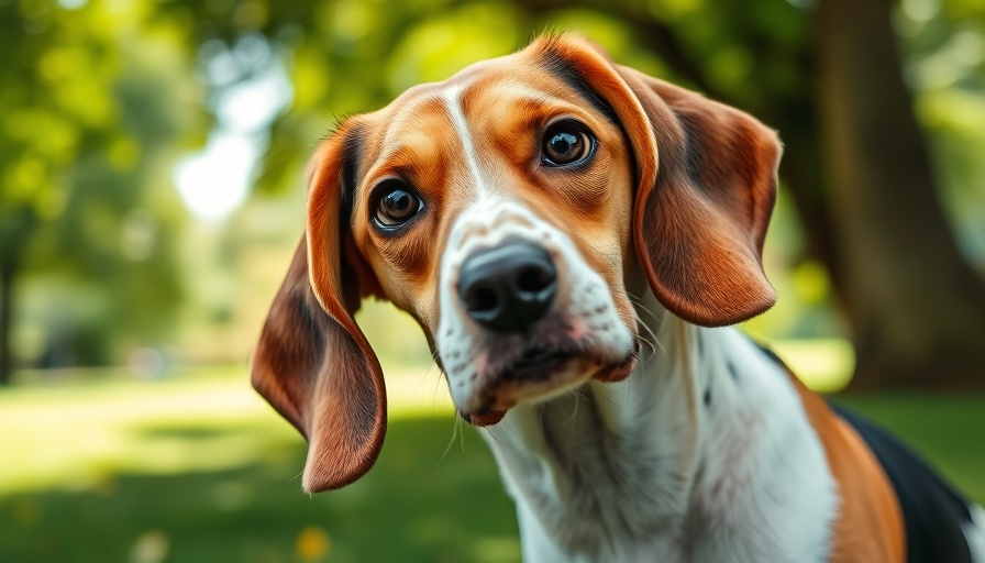 Curious hound dog in park, showcasing rarest dog breeds.