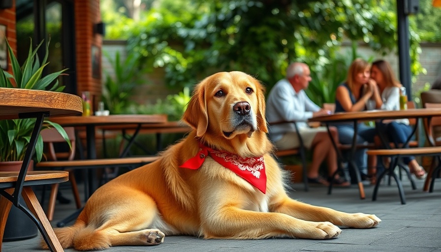 Golden retriever at a dog-friendly restaurant in Seattle.