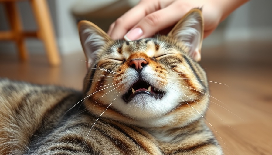 Content tabby cat being petted affectionately, showcasing what cats love.