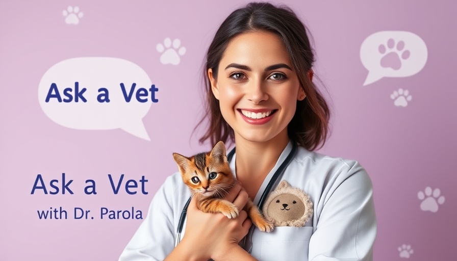 Female vet holding kitten discussing hyperthyroidism in cats.