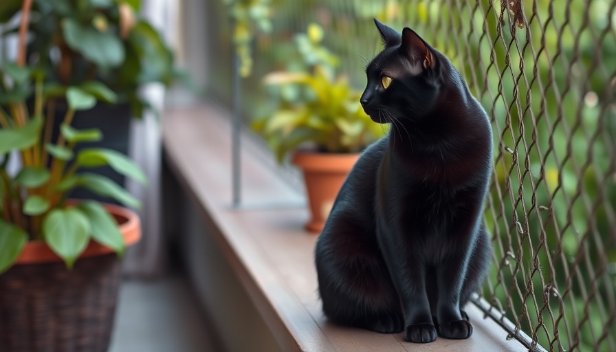 Black cat on a balcony exemplifying evolutionary success.