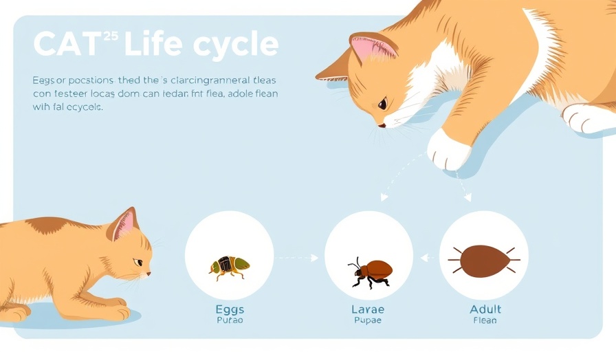 Flea prevention and treatment in cats: life cycle diagram.