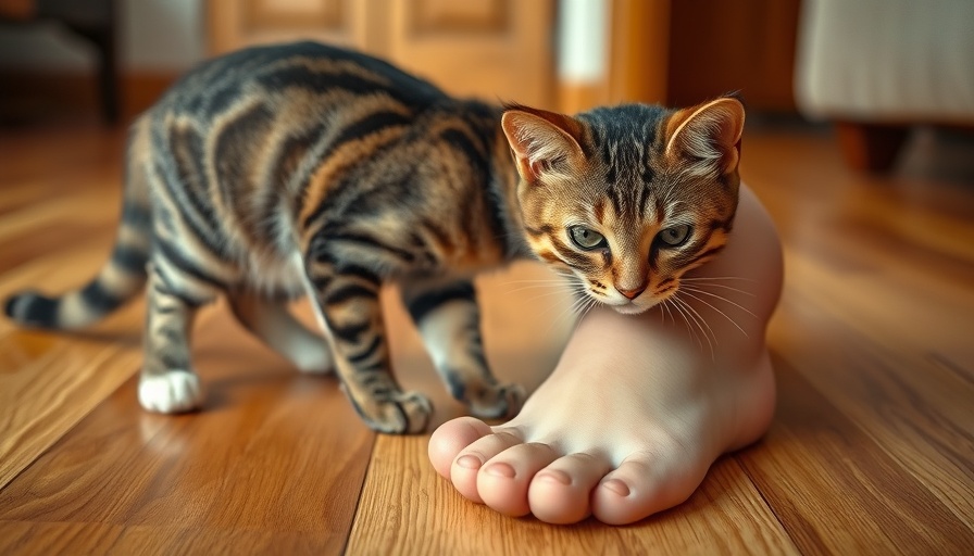 Curious cat blocks and touches foot: meaning of this behavior.