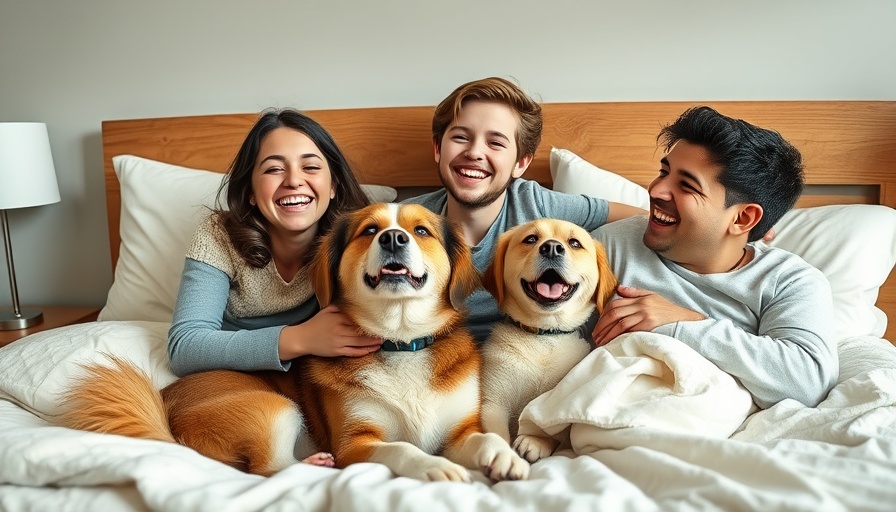 Happy family with dog, exploring how new routines may affect your dog, joyful scene.