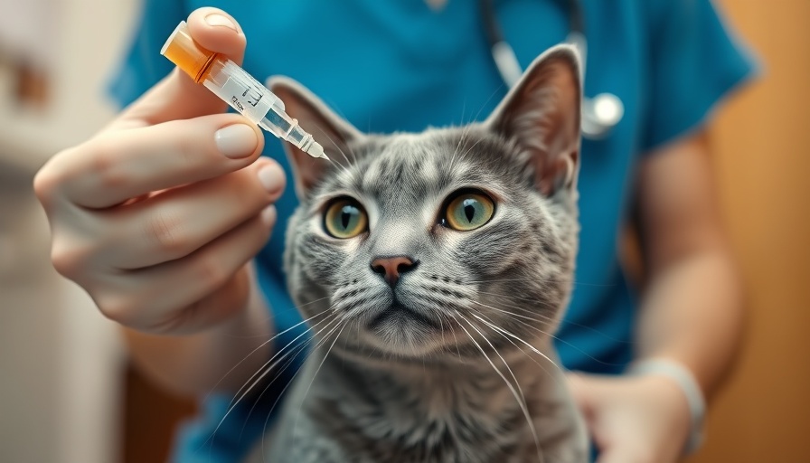 Grey cat receiving nasal polyps treatment at vet clinic