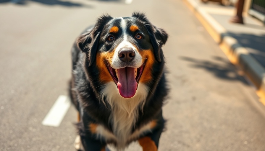 Happy Bernese Mountain Dog playfully panting, symbolizing hopeful advances in canine arthritis treatment.