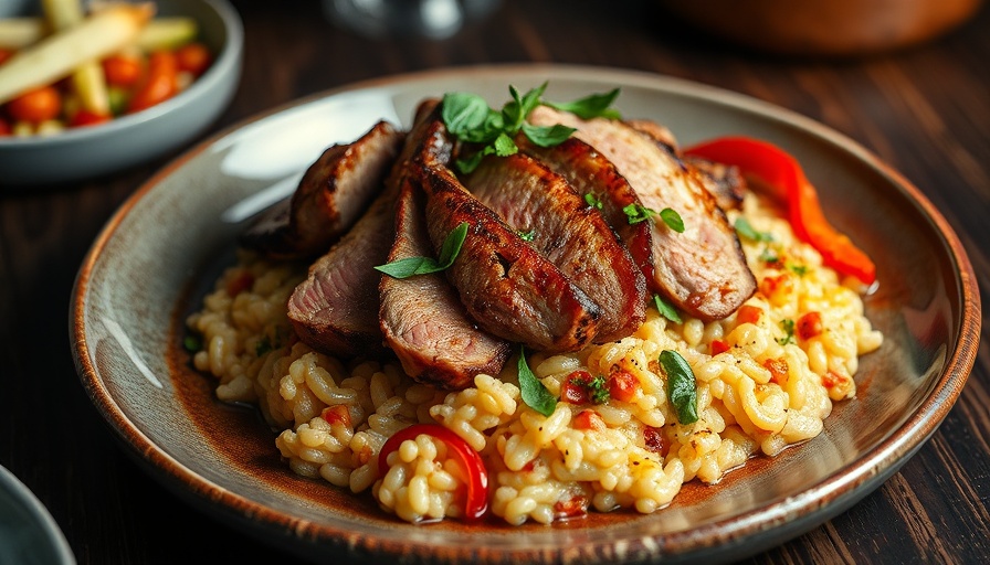 Gourmet meal at new Miami restaurant with vibrant risotto.