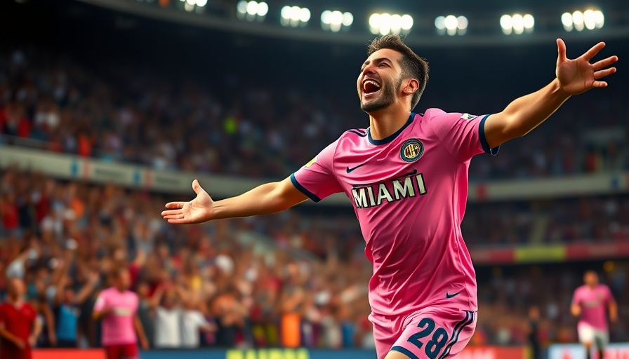 Inter Miami player celebrates goal in CONCACAF Champions Cup match.