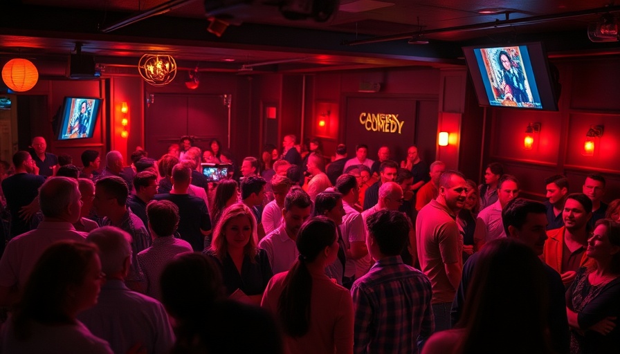 Lively Miami comedy night event with engaged audience.