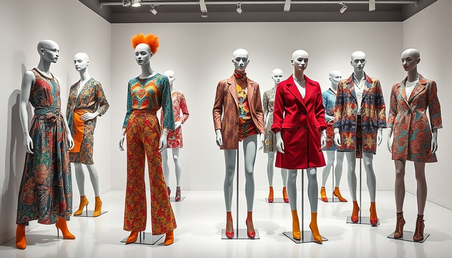 Eclectic fashion display at Miami Music Week event.